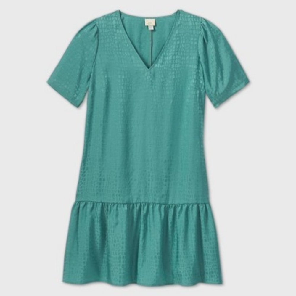 Short Sleeve Ruffle Hem Dress